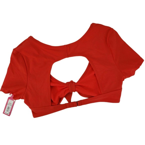 Xhilaration Red Bikini Swim Top Jrs 11/13 Wmns 8/10 Tie Front Open Back - Picture 7 of 10